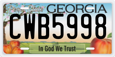 GA license plate CWB5998
