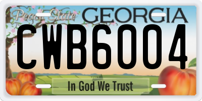 GA license plate CWB6004