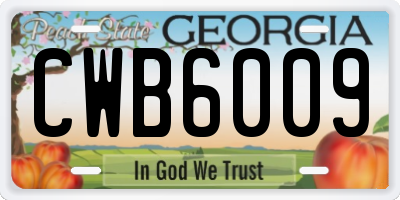 GA license plate CWB6009