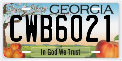GA license plate CWB6021
