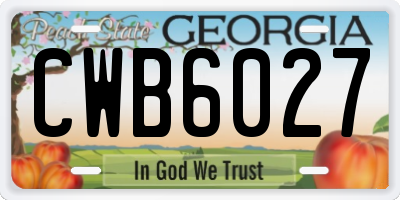 GA license plate CWB6027