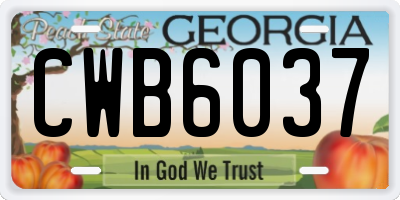 GA license plate CWB6037