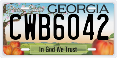 GA license plate CWB6042