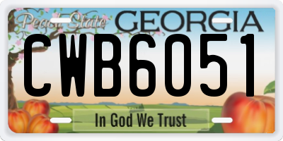 GA license plate CWB6051