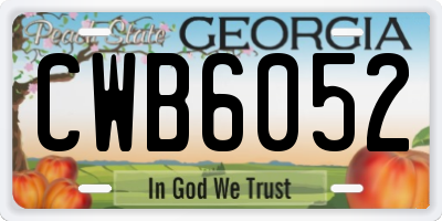 GA license plate CWB6052