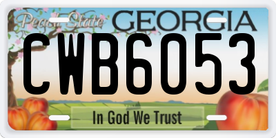 GA license plate CWB6053