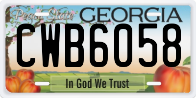 GA license plate CWB6058
