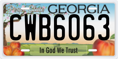 GA license plate CWB6063