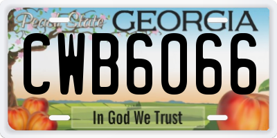 GA license plate CWB6066