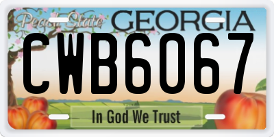 GA license plate CWB6067