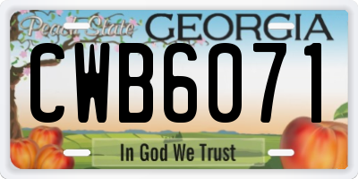 GA license plate CWB6071