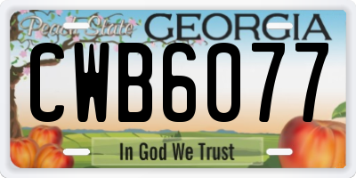 GA license plate CWB6077