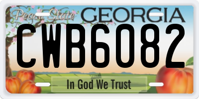 GA license plate CWB6082