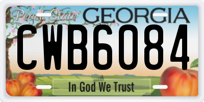 GA license plate CWB6084