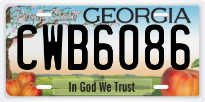 GA license plate CWB6086
