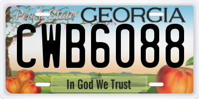 GA license plate CWB6088