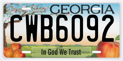 GA license plate CWB6092