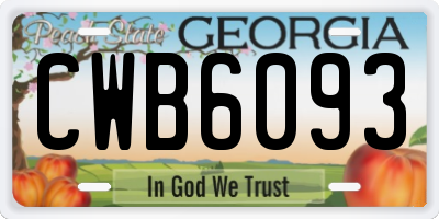 GA license plate CWB6093