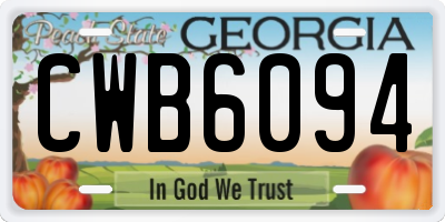 GA license plate CWB6094