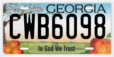 GA license plate CWB6098