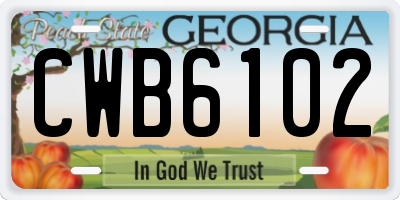 GA license plate CWB6102
