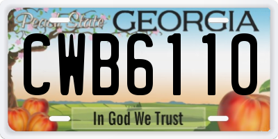 GA license plate CWB6110