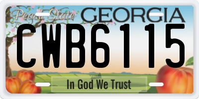 GA license plate CWB6115