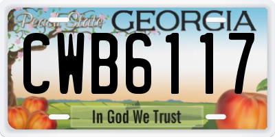 GA license plate CWB6117