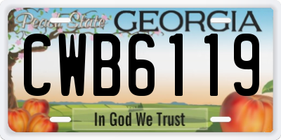 GA license plate CWB6119