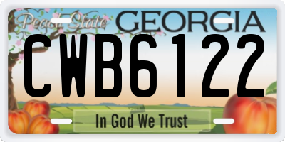 GA license plate CWB6122