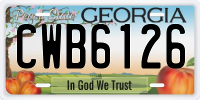 GA license plate CWB6126