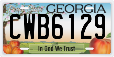 GA license plate CWB6129