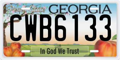 GA license plate CWB6133