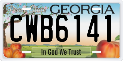 GA license plate CWB6141