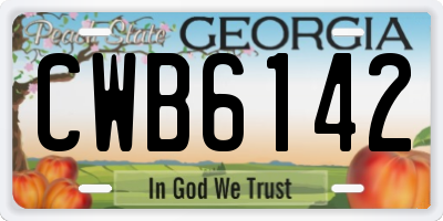 GA license plate CWB6142