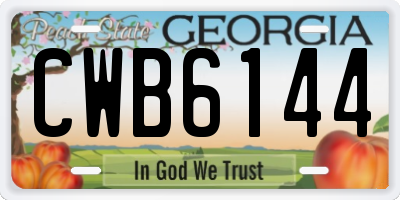 GA license plate CWB6144
