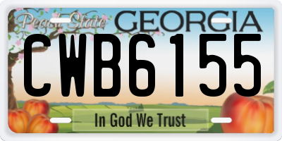 GA license plate CWB6155
