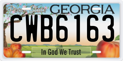 GA license plate CWB6163