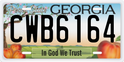 GA license plate CWB6164