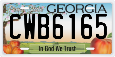 GA license plate CWB6165