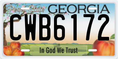 GA license plate CWB6172