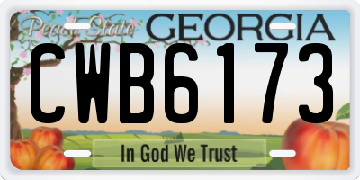 GA license plate CWB6173