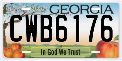 GA license plate CWB6176