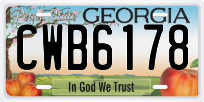 GA license plate CWB6178
