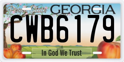 GA license plate CWB6179