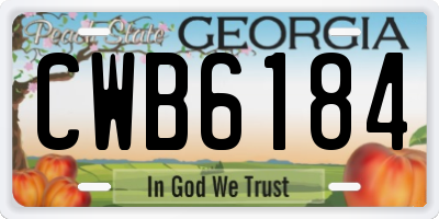 GA license plate CWB6184