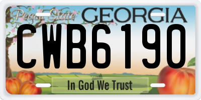 GA license plate CWB6190