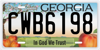 GA license plate CWB6198
