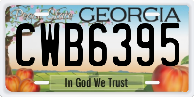 GA license plate CWB6395