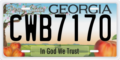 GA license plate CWB7170